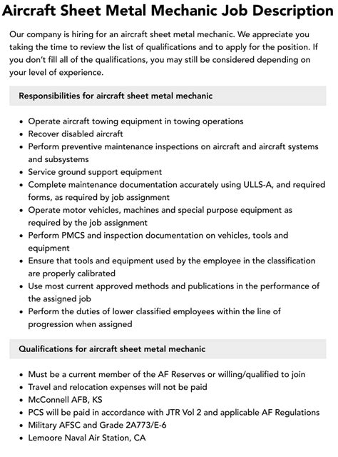 aircraft sheet metal jobs australia|aircraft sheet metal job description.